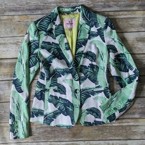 Juicy Couture Banana Leaf Palm Print Blazer